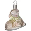 Christbaumschmuck Lamm 7cm - Glas Figur zum Aufhängen - mundgeblasen & handbemalt - Weihnachtsbaum Anhänger für Weihnachten - Christbaumanhänger & Weihnachtsbaumschmuck - Bauernhof Tiere Beige