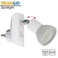 TRANGO LED Steckdosenleuchte, 11-046 LED Steckerlicht in weiß mit Lampenschirm aus Glas, Stecker-Nachtlicht inkl. 1x GU10 LED Leuchtmittel 3000K warmweiß & Ein/Aus, & Ein/Aus- Schalter Leselampe, Küchenlampe