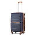 British Traveller Reisekoffer Mittelgroß Koffer Trolleys Mittelgroß Hartschalenkoffer 100% PP Handgepäck Koffer mit 8 Spinnerräder Rollkoffer 66 * 43.3 * 28.5cm Suitcase TSA-Schloss Neu Dunkelblau