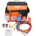 VEVOR Vakuumpumpe, 4 CFM, HVAC einstufige Drehschieber-Vakuumpumpe, für R134a R22 R410a Systeme, Auto-AC-Vakuumpumpen-Kit mit Ölflasche, für die Wartung von Auto-Klimaanlagen und Harzentgasung