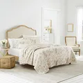 Laura Ashley Queensize-Bettbezug-Set, wendbare Baumwoll-Bettwäsche mit passenden Kissenbezügen, leicht, Heimdekoration für alle Jahreszeiten, Rosa (Breezy Floral Pink) und Grau