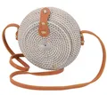 Geflochtene Handtasche, Korbtasche, Rattantasche, Balitasche rund - Modell 4