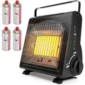 Evocamp Camping Gasheizung 1,7 kW Tragbar mit Piezozündung inkl. 4 St 227-g-Gaskartuschen MSF-1a
