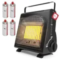EVOCAMP Tragbare Gasheizung, Camping Heizung 1,7 kW, multifunktionale Keramikheizung, perfekte Gasheizung für den Outdoor-Einsatz mit ODS (Sauerstoffmangelsicherung), mit 4 Gaskartuschen