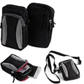 K-S-Trade Qualitativ & Innovativ Fototasche Für Canon IXUS 285 HS Gürtel-Tasche Holster Umhänge Tasche Kameratasche, Schwarz-grau Brust-Beutel