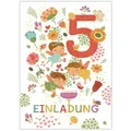 JUNAPACK Einladungskarten Fee Einladungen zum 5. Kindergeburtstag Karten Mädchen Blumen, Einladungskarten mit Feen zum fünften Geburtstag