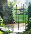 Metall Dekozaun Lilie 53x111 cm schwarz 4er Set Gartenzaun Metallzaun Steckzaun
