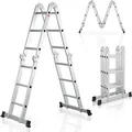 Juskys Aluminium Multifunktionsleiter 3,6 m klappbar - Tragfähigkeit bis 150 kg