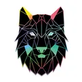 2 x Polygon Tier Sticker Hologramm Aufkleber Tiere Origami Geometrisch Selbstklebend Kunst für Auto Motorrad Laptop Kühlschrank Wand Dekor R117 (Wolf)