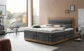 Belanoti Boxspringbett MODELA (Boxspringbett 180x200 elektrisch verstellbar Bett 180x200 mit Motor, 7-Zonen Taschenfederkern Matratze inklusive Visco Topper), in der Farbe Anthrazit H2/H3 Polsterbett Motorbett mit Eiche