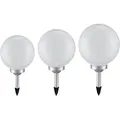 Außenlampe Solarlampe Solarleuchte Gartenlampe Stecklampe Wegelampe, Akku IP44 Erdspieß, weiß silber, 4x LED warmweiß, DxH 15x42,5cm