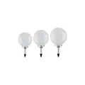 3er Set LED Solarleuchten, Außenlampe, Kugel, weiß silber