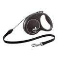 flexi® Black Design M Seil 5 m schwarz/Silber, Roll-Leine für Hunde bis 20 kg