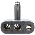 AccuCell KFZ-Adapter, Verteiler Zigarettenanzünder - Stecker auf 2x Kupplung + U