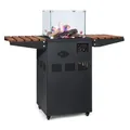 Gasheizstrahler Terrasse Garten Heizung 8 kW Seitentische Rollen Edelstahl Glas