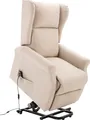 HOMCOM Aufstehsessel Fernsehsessel mit Aufstehhilfe elektrisch Liegefunktion Leinen Creme 72,5 x 94 x 109cm
