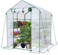 VOUNOT® Gewächshaus Foliengewächshaus mit 8 Regalebenen, Weiß, 143x143x195cm