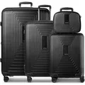 Redolz Essentials 14 4-Rollen Kofferset + Beautycase 4 tlg. mit Dehnfalte  schwarz