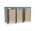 Westmann Metall Mülltonnenbox Planta 3x240 L Anthrazit Holzoptik Mülltonnenverkleidung mit Pflanzdach Pulverbeschichteter Stahl Abschließbare Flügeltüren Wetterfest & robust Mülltonnen Unterstand