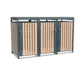 Metall Mülltonnenbox Planta 3x240 L Anthrazit Holzoptik mit Pflanzdach Westmann