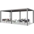 Primeyard Pergola 3x6 M Aluminium-pfosten Mit Lamellendach Aus Stahl Graue Terrassenüberdachung