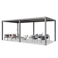 PRIMEYARD Pergola 3x6 m Aluminium-Pfosten mit Lamellendach aus Stahl graue Terrassenüberdachung