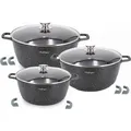 Cheffinger 6-teiliges schwarzes Topfset, Kochtopf Set | induktions Töpfe Set, Töpfe Induktion |Kochgeschirr Set,Topfset induktionsgeeignet DSC01 ... - Schwarz