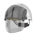 JSP EVO® VISTAshield Schutzhelm – Belüftet – Integriertes Vollvisier (Smoke) – Drehradverschluss – EN397 & EN166 Zertifiziert – Weiß – (Modell: AMD170-005-F00)