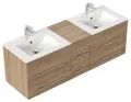 Magnolia Home Doppelwaschtisch Badmöbel Roma XL mattes Becken SoftClose eiche hell