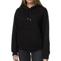 Smith & Solo Hoodie Damen – Kapuzenpullover Frauen Baumwolle Long, mit Kapuze Pullover Sweatshirt Rundhals, Slim Fit Freizeit Sport Langarmshirt, Hoodies Training - Pulli Streetwear Schwarz L