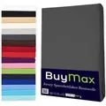 Buymax Spannbettlaken Buymax Jersey aus 100% Baumwolle, Jersey, Gummizug: Rundumgummi, (1 Stück), Pflegeleicht und Atmungsaktiv in Verschiedenen Farben und Größen grau 140 cm x 200 cm