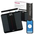 Beurer BF 990 Körperfettwaage mit Handsensoren, Digitale Personenwaage mit App-Anbindung via WIFI/Bluetooth, 25 Messwerte, Überkreuzmessung mit 8 Elektroden, Datenübertragung zu Apple Health & co.