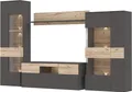 Wohnwand FORTE "Como", grau (grau, eichefarben), B:319,3cm, Kastenmöbel-Sets, Wohnwand, Korpus und Front matt