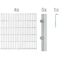 Alberts Komplettset Doppelstabmattenzaun, Feuerverzinkt, Mattenbreite 2 m, 160 cm hoch, 8 m lang