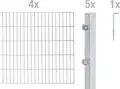 Alberts Doppelstabmatten Zaun, Höhe 160 cm, Länge 8 m, Zaun-Komplettset zum Einbetonieren, feuerverzinkt, Pfosten 60x40 mm