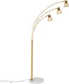 QAZQA - Art Deco Bogenlampe Bronze mit Marmor und Braunglas 3 Lichter - Nina I Wohnzimmer I Schlafzimmer - Länglich - LED geeignet E27