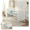 Baby-Delux Babybett Gitterbett Kinderbett Jack 140x70 Beißschienen, Kokos-Buchweizen Matratze höhenverstellbar weiß umbaubar