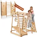 Verbessert 9-in-1 Klettergerüst Indoor für Kinder, Montessori Klettergerüst mit Rutsche, Schaukel, Kletterwand, Kletterdreieck – Spielplatz für Kinder