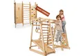 Goodevas Klettergerüst Multifunktionale Schwedenwand & Klettergerüst für Kinder, (Holz-Spielplatz mit Kletterbrett, Kletterseil, Kletterwand, Holzleiter, Rutschbrett, Schaukel, Strickleiter, Seilringe, Monkey bar, 9-St)