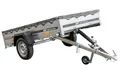 UNITRAILER Anhänger mit flacher Plane grau in der Struktur Garden Trailer 230 Kipp Stützrad H-0