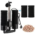 AQQA Aquarium Schwammfilter,3/5W Elektrischer Aquarium Filter,Leiser Tauchschaum Doppelschwammfilter für Biologische und Mechanische Filterung(M)