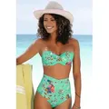 Bügel-Bandeau-Bikini-Top SUNSEEKER "Jam", Damen, Gr. 36, Cup C, bunt (türkis, bunt), Microfaser, bedruckt, floral, Bikini-Oberteile, mit Wickeloptik