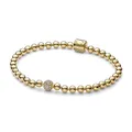 PANDORA Kugeln & Pavé Armband aus Sterling Silber mit 14 Karat vergoldete Metalllegierung, Zirkonia, Größe: 21cm, 568342C01-21