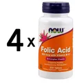 4 x NOW Foods Folic Acid, 800mcg with Vitamin B12 - 250 tabs (106,22 EUR/kg)