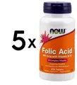 5 x NOW Foods Folic Acid, 800mcg with Vitamin B12 - 250 tabs (104,98 EUR/kg)