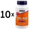 10 x NOW Foods Folic Acid, 800mcg with Vitamin B12 - 250 tabs (99,94 EUR/kg)