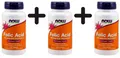 3x Now Foods, Folic Acid with Vitamin B-12, 800mcg, 250 Tabletten