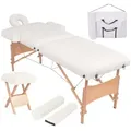 vidaXL Massageliege, Massageliege 2-Zonen mit Hocker Klappbar 10 cm Sitz Weiß
