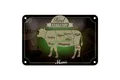 Femer GmbH Metallschild Fleisch 18x12cm Schnitte Rind exklusiv Menü, (1 St), gewölbte Oberfläche, abgerundete Ecken, umgeschlagene Kanten
