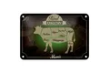 Blechschild Fleisch 18x12 cm Schnitte Rind exklusiv Menü Deko Schild
